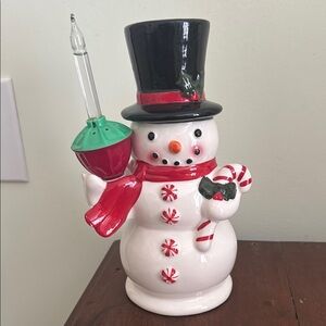 Charming Snowman Holiday Decor with Red and Green Lighted Accents